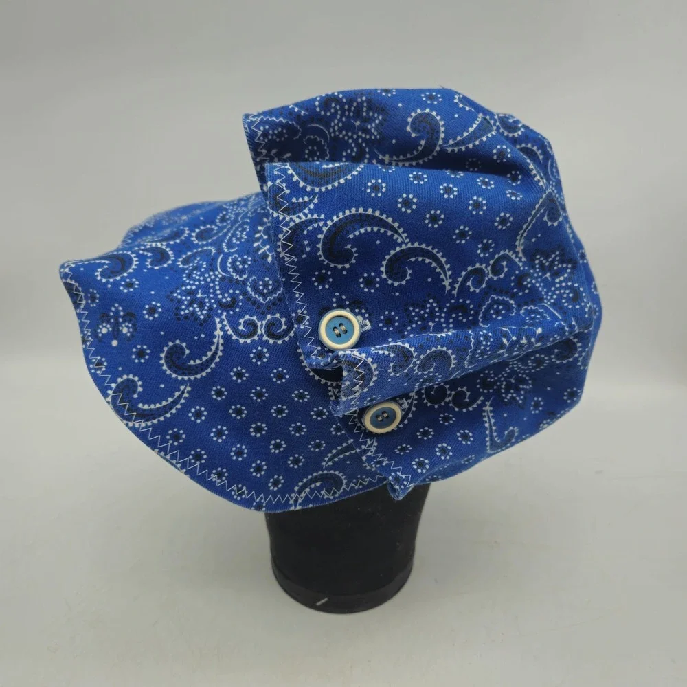 Vintage Sun Bonnet‎ Hat Blue Paisley Bandana Pioneer Frontier Hollie Hobbie
